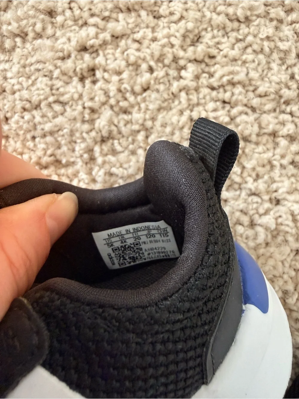 adidas Kids Black Sneakers with White Stripes